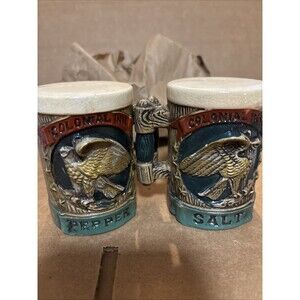 Napcoware Colonial Inn American Eagle Salt & Pepper Shakers Japan Vintage 3 1/4"